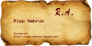 Ripp Ambrus névjegykártya